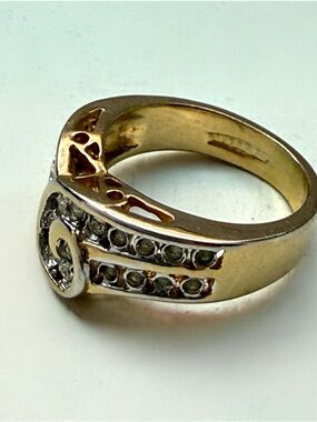 Joseph Esposito ESPO 14KT GE Rhinestone Swirl Ring – Size 6.5